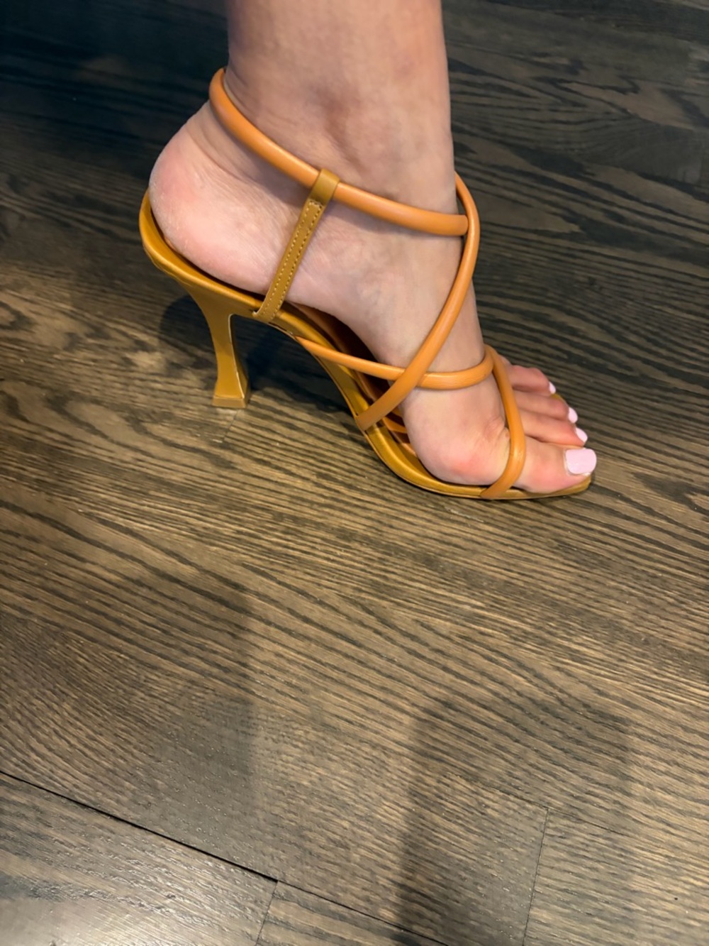 Schutz Women's Strappy Heeled Sandals in Tan leather (US 8) - Picture 5 of 7